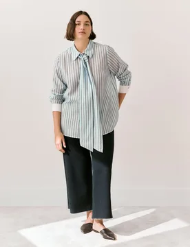 Blusa manga larga de mujer rayas tencel - Couchel - FashionsVida