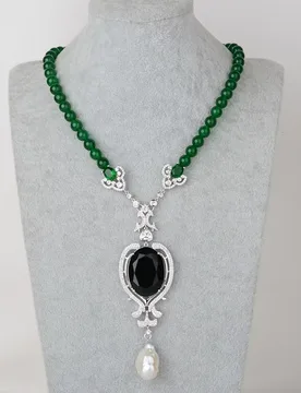 Green 8mm Agate And Keshi Pearl Pendant Necklace - Aliexpress - FashionsVida