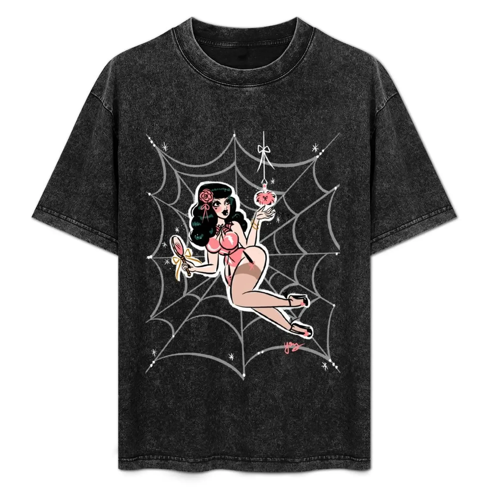 Spider Web Powder Puff Pinup T-Shirt Abstract Pattern Print Top - Aliexpress - FashionsVida