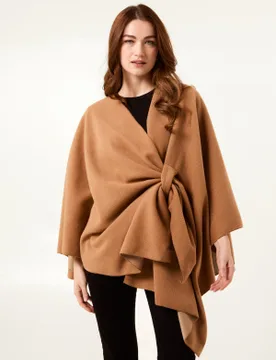 Wrap Through Crossover Cape - ONE / Camel - female - Blue Vanilla - FashionsVida