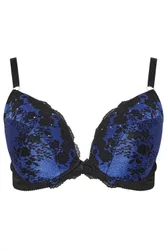 Lace Padded Bra - Blue - Size: 46E