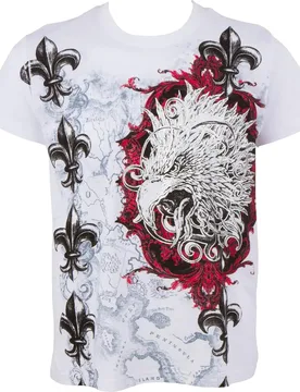 Sakkas Eagle Head and Fleur t shirts de Lis Metallic Silver Embossed Cotton Mens Fashion T-Shirt y2k clothes man - Aliexpress - FashionsVida