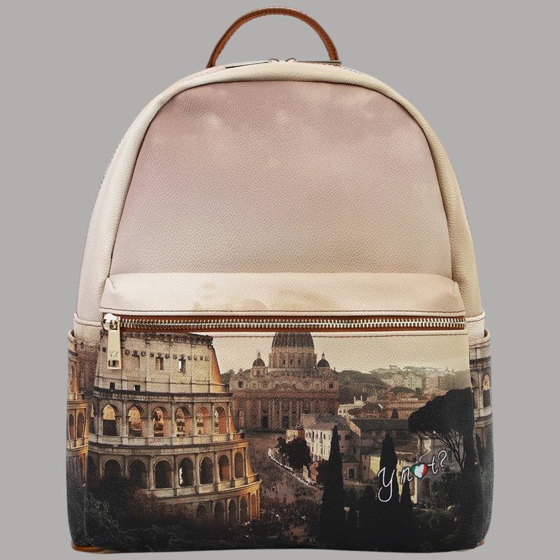 Zaino grande con stampa città tasche multiple e zip doppio cursore