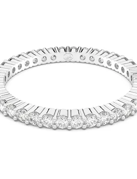 Anello Matrix Vittore, Taglio Round, Bianco, Placcato color argento 52 - Swarovski - FashionsVida
