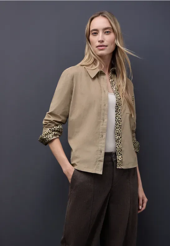 Cordbluse mit Tapedetails female Beige - Street One - FashionsVida