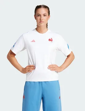 Womens France Travel Z.N.E. Tee - White Cotton - Size X-Small - adidas performance - FashionsVida