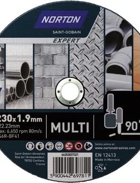 Discos de Corte para Multimateriales 230 x 1,9 mm - NORTON EXPERT - FashionsVida