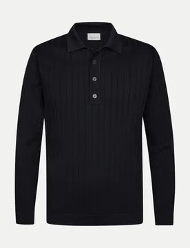 Langarm-Poloshirt Schwarz L - Profuomo - FashionsVida