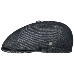 Wool Stripe Flat Cap with Cashmere by - navy - Size: XL (60-61 cm)