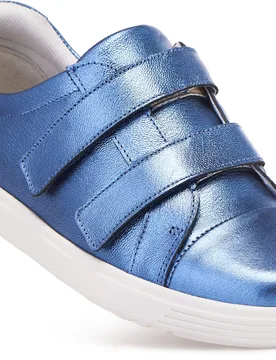 Gigi Women's Extra Wide Shoes for Swollen Feet - Blue Metallic - Size: 5 XXW - Cosyfeet - FashionsVida