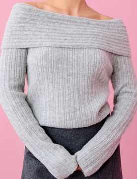 Maglione con spalle scoperte con miscela di lana - grigio chiaro