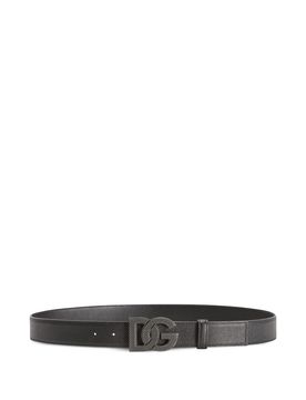 Men's 40 mm Leather Belt with Ruthenium-Plated Buckle