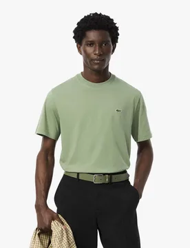 T-shirt verde salvia mezza manica in puro cotone classic-fit - Lacoste - FashionsVida