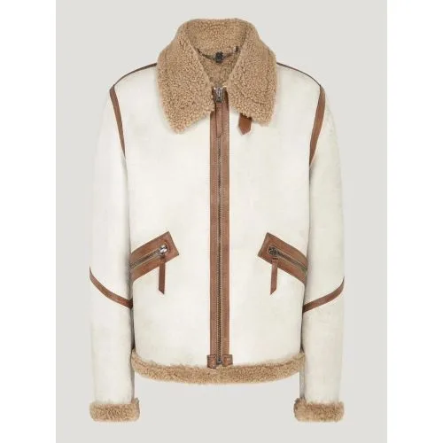 Mens Chalk British Khaki Centenary Flight Jacket - Male - Grey - X-Large - Belstaff - FashionsVida