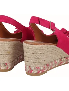 Alpargatas de cuña de mujer de serraje con lazo - Viguera - FashionsVida