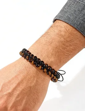 Natural Tiger Eye Stone Beaded Bracelet Handmade Braided Adjustable Double Row Wristband for Men Women Jewelry Gift Unisex Luck - Aliexpress - FashionsVida