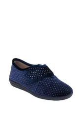 Janet' Textile Full Slippers - Navy - Size: 6.5