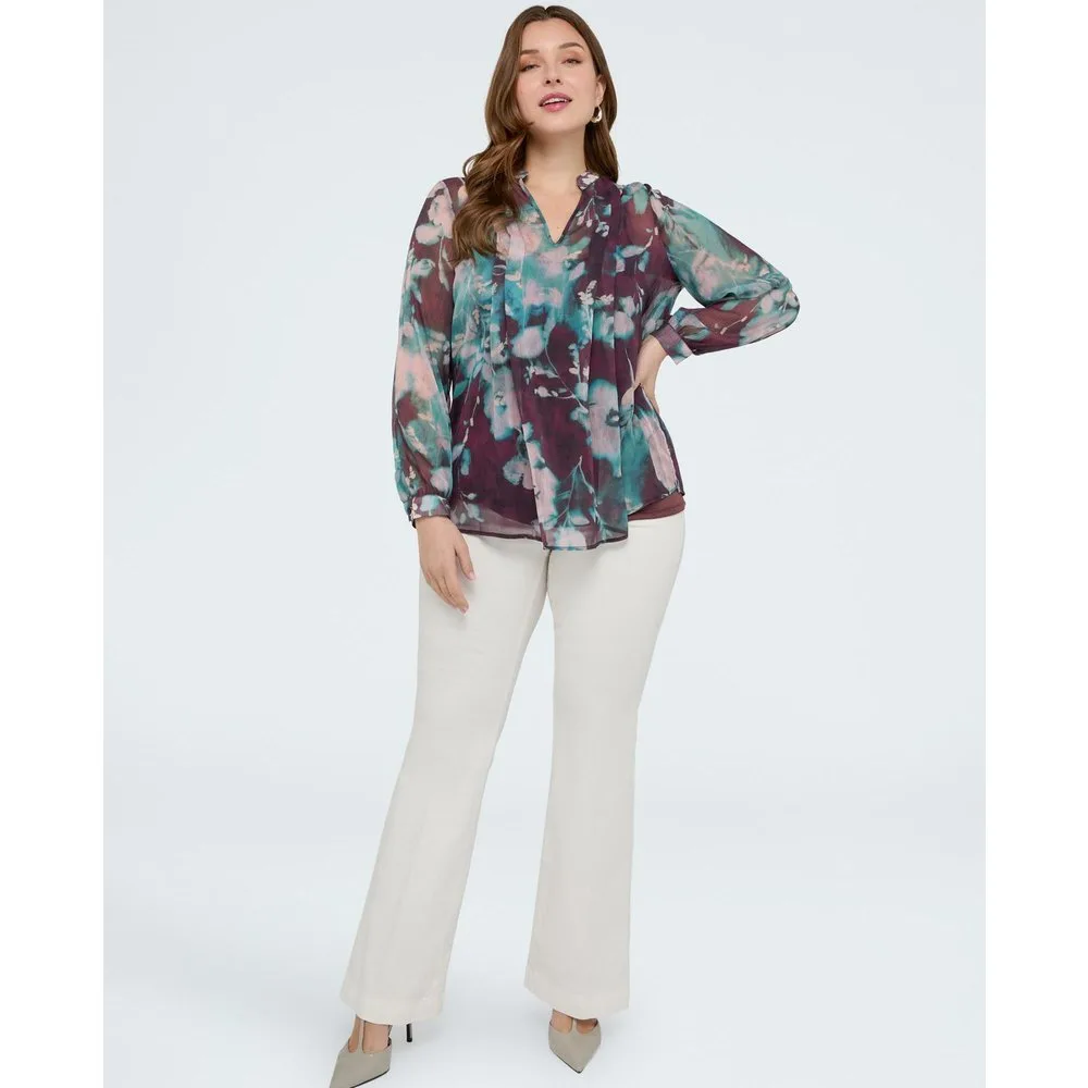 Blusa de mujer estampado floral en crepón semitransparente - Fiorella Rubino - FashionsVida