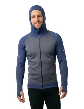 Rash Guard Manches Longues Zippé Atoll With Hood Blue Deep S - Beuchat - FashionsVida