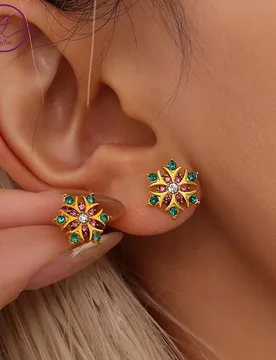 Hand-Set Zircon Snowflake Stud Earrings Stainless Steel 18k Gold Earring Niche Fashion Commuter Jewelry Christmas Gift for Women - Aliexpress - FashionsVida