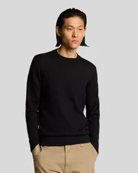 Men's Superfine Cotton Crew Neck Jumper in Jet Black