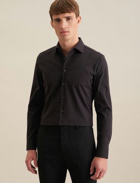 Slim Business Hemd Uni Schwarz 43