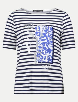 Streifenshirt mit Vorderprint Blau 42