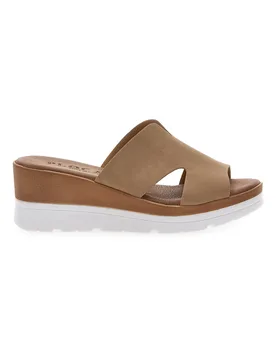Ciabatte Beige con Zeppa A Contrasto Bianca 11071242 38 - PLOCADI - FashionsVida