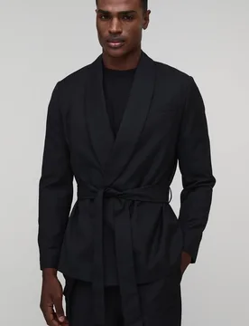 Men's Relaxed Fit Tailored Smoking Jacket Black Size 40 Black 40 - boohooMAN - FashionsVida