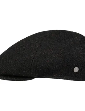 Harris Tweed Gatsby Flat Cap by - black - Size: 56 cm - Lierys - FashionsVida