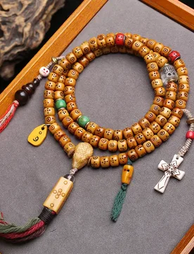 Tibetan-style backflow yak bone bead bracelet with carved mantra symbols,108 beads, prayer beads,hand-worn, tassel, buffalo horn - Aliexpress - FashionsVida