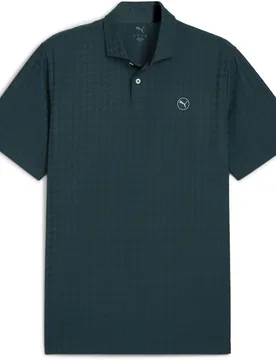 Mens Mattr Houndstooth Short Sleeve Performance Polo Shirt In Green Terrain - Size 2xl - Puma - FashionsVida