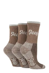 Women's 3 Pair Luxury Terrain Boot Socks Tan / Cream 4-8 Ladies - Brown - Size: Small