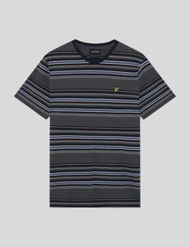 Men's Multi Stripe Cotton T-Shirt Dark Navy - Lyle & Scott - FashionsVida