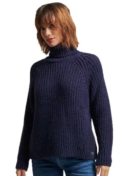 Maglione Slouchy Stitch Roll Neck Navy Marl L