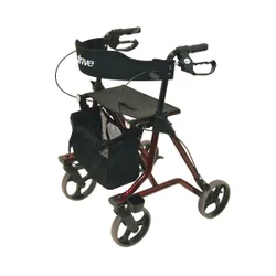 Rollator Torro mit Tasche, Rückengurt und Stockhalter rot