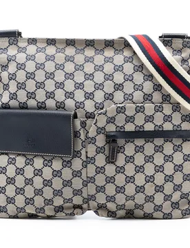 GG Canvas Web Double Pocket Crossbody - Gucci - FashionsVida