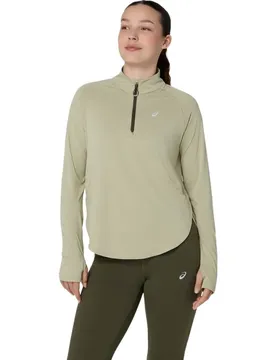 Maglietta A Manica Larga Con Mezza Cerniera Nagino Run Khaki M