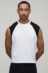 Men's Regular Shrunken Raglan Tank White Size Medium White M