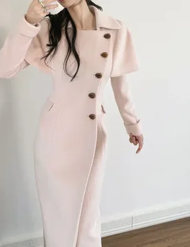 French Fashion Versatile Super Good-looking Woolen Coat Women's Winter New Waist and Thin Long Cape Coat - Aliexpress - FashionsVida