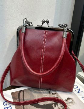 Bolso bandolera vintage de cuero sintético para mujer, bolso de mano mini con cierre de beso, correa de hombro ajustable, bolso de ciudad ligero de u