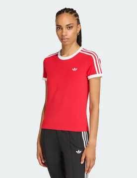 T-SHIRT 3 STRIPES SLIM XL Better Scarlet / White - Adidas - FashionsVida