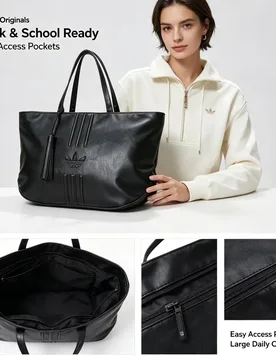 Adidas Originals Women Tote Bag Soft Large Capacity Classic Logo Shoulder Handbag Zipper Closure Work Travel Daily Shopping Bag - Aliexpress - FashionsVida