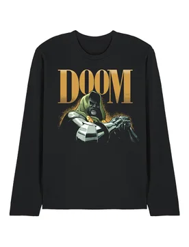 Doom Iconic Villain Long Sleeve T-Shirt, Black - Black - Size: M - Marvel - FashionsVida
