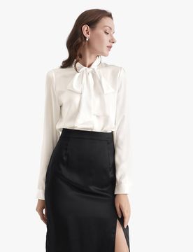Camicetta Donna Setosa Lucida Papillon Bianco XXS