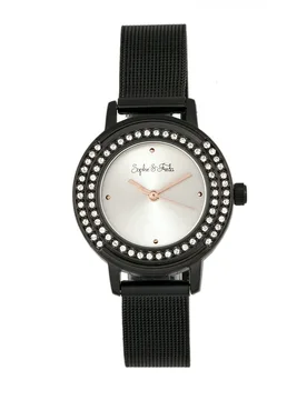 Womens Cambridge Bracelet Watch W/swarovski Crystals - Black Stainless Steel - One Size - Sophie & Freda - FashionsVida