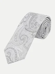 Krawatte mit Paisley-Muster 7cm Grau