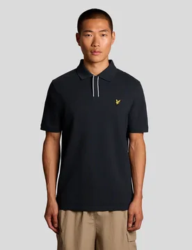 Men's Placket Tipped Polo Shirt in Navy - Lyle & Scott - FashionsVida