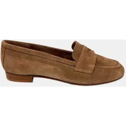 Mocasines de mujer en piel serraje con piso de