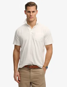 Slim Fit Cotton Rich Polo Shirt with Linen White male - Superdry & Co - FashionsVida